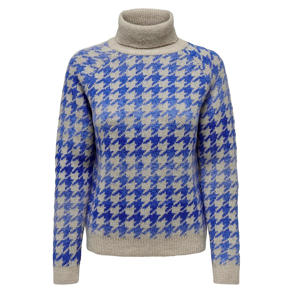 Berta Houndstooth Turtleneck Sweater