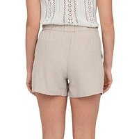 Linen-Blend Drawstring Shorts
