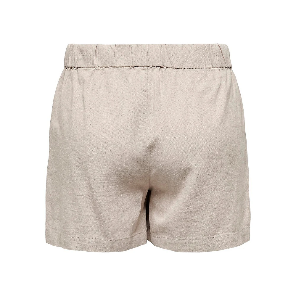 Linen-Blend Drawstring Shorts