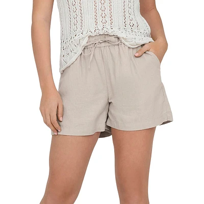 Linen-Blend Drawstring Shorts