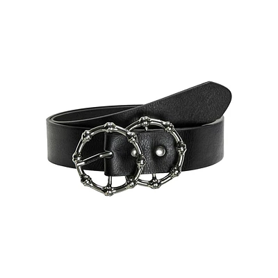 Rasmi Faux Leather Double-Buckle Belt