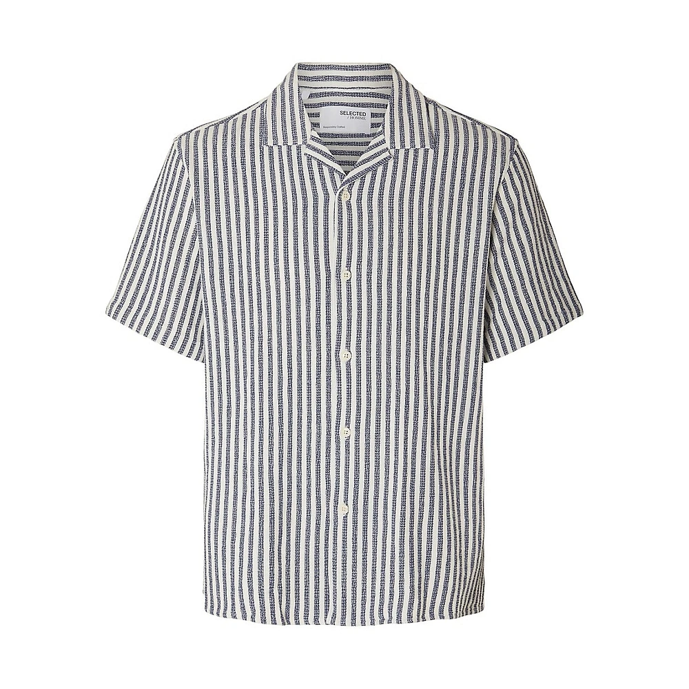Sal Relaxed-Fit Organic Cotton Striped Camp Shirt