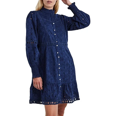 Robe chemisier à broderie anglaise en coton biologique Yassurio