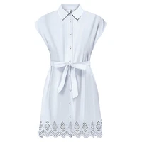 Embroidered-Hem Shirtdress