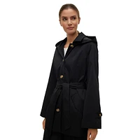 Chelsea Single-Breasted Hooded Trench Coat