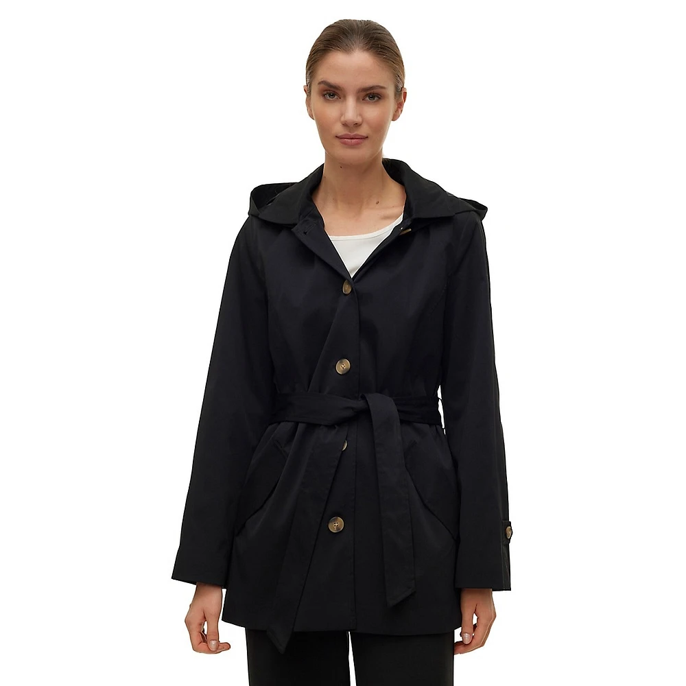 Chelsea Single-Breasted Hooded Trench Coat