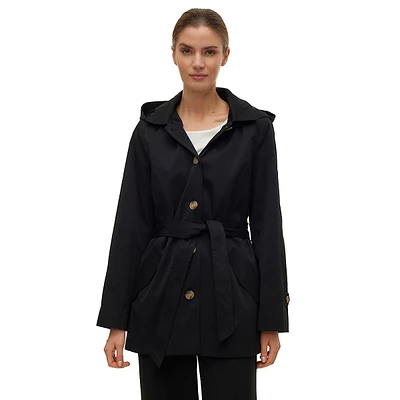 Chelsea Single-Breasted Hooded Trench Coat