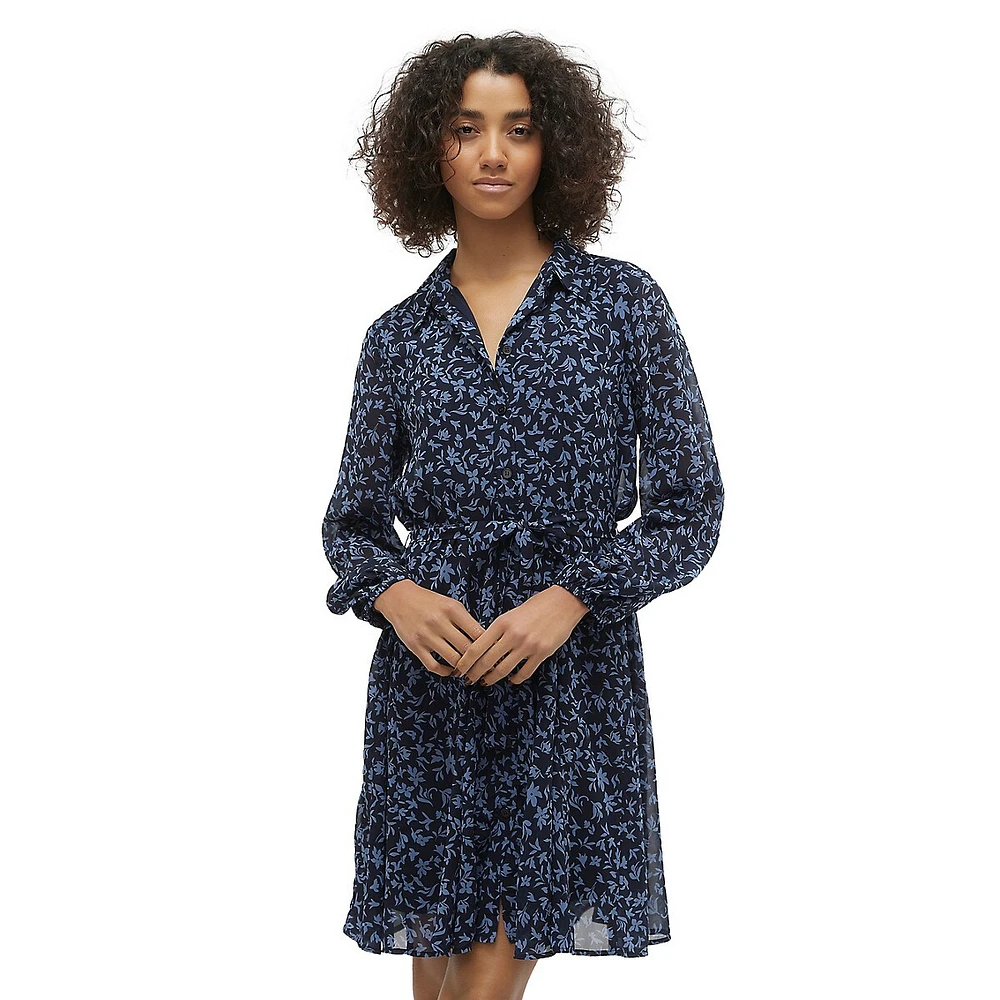 Fit-and-Flare Print Shirtdress