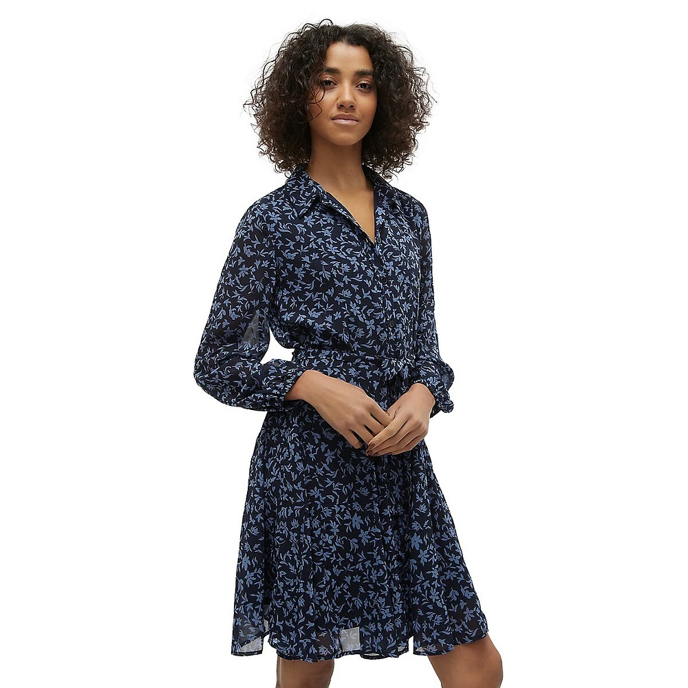 Fit-and-Flare Print Shirtdress