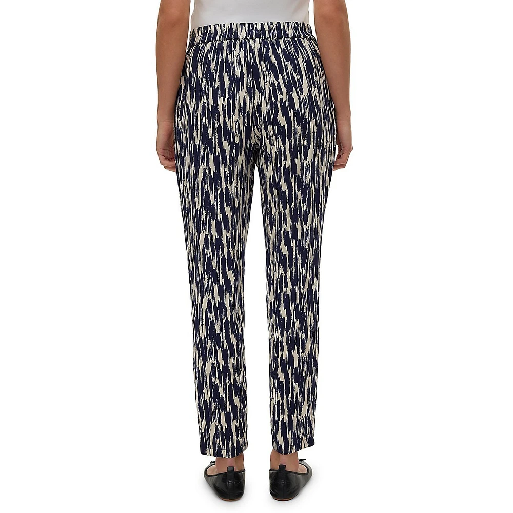 Two-Tone Brush-Print Pull-On Pants