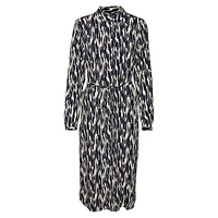Two-Tone Brush-Print Shirt Dress