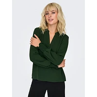 Mette Smock-Cuff Splitneck Blouse