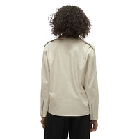 Coated Faux Leather Biker Jacket