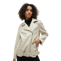Veste de style moto en similicuir enduit