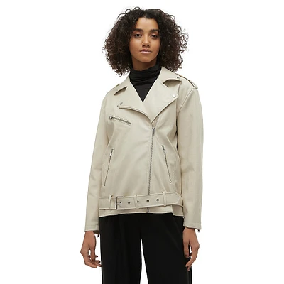 Veste de style moto en similicuir enduit