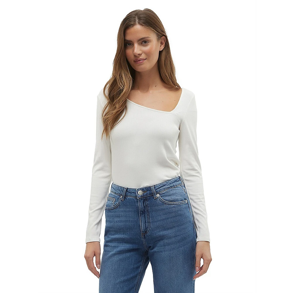 Asymmetrical Rib-Knit Top