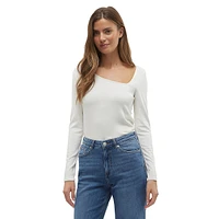 Asymmetrical Rib-Knit Top