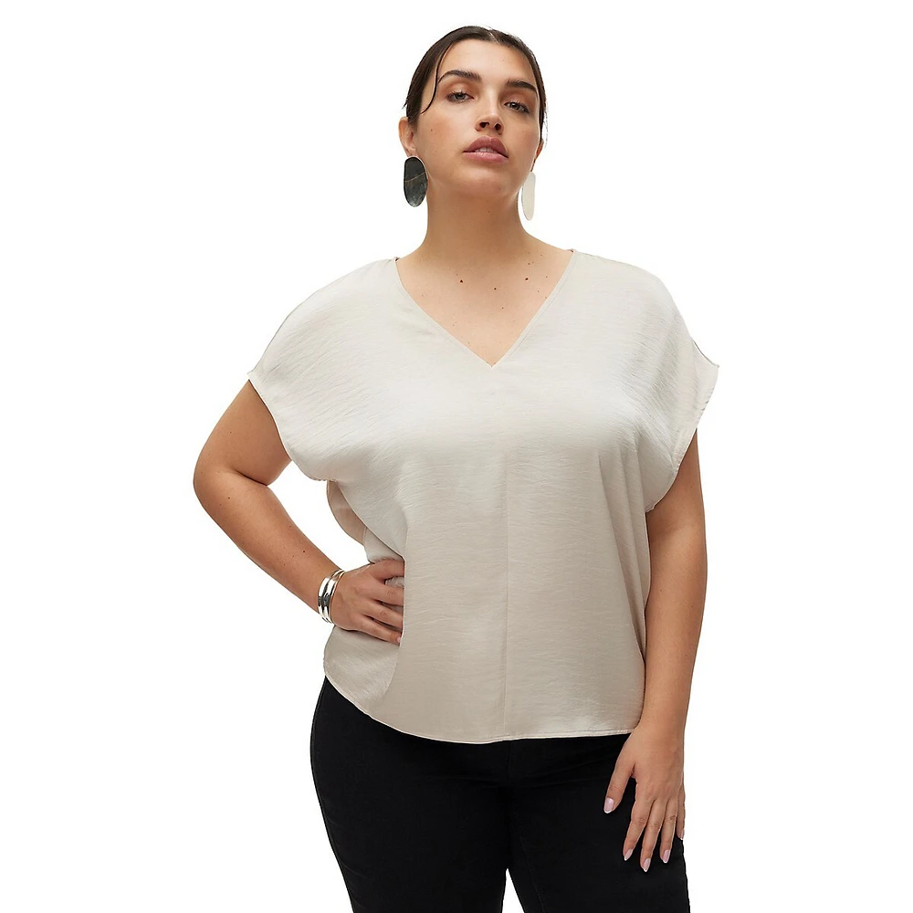 Plus Dana V-Neck Short-Sleeve Top