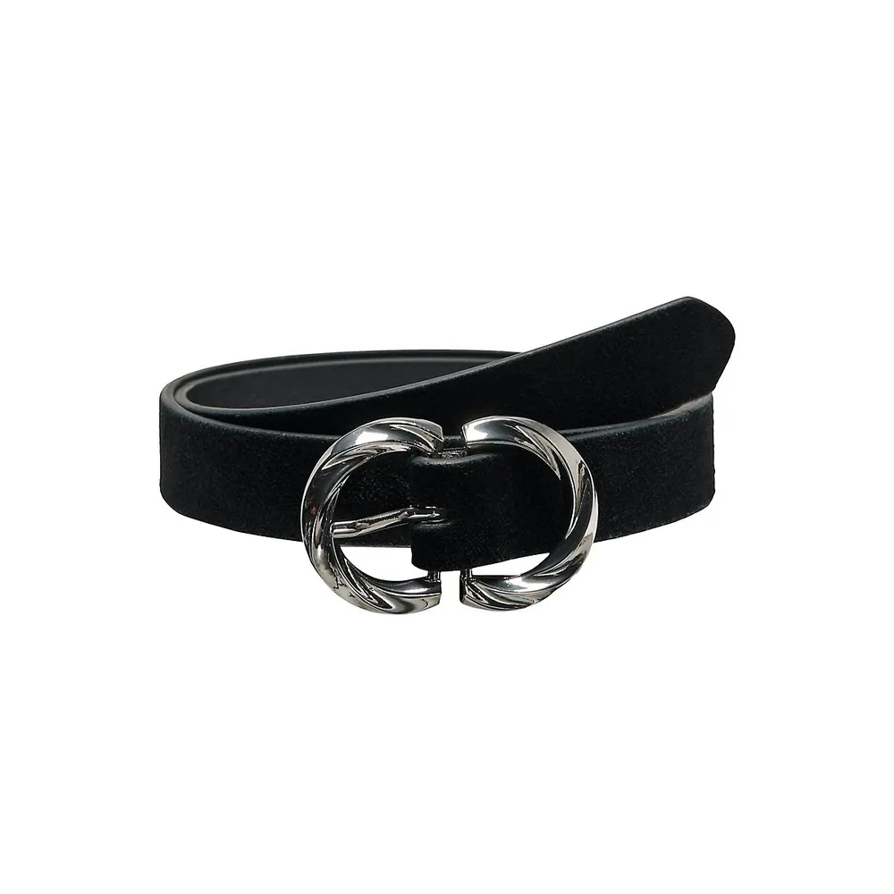 Suede Double-Buckle Belt