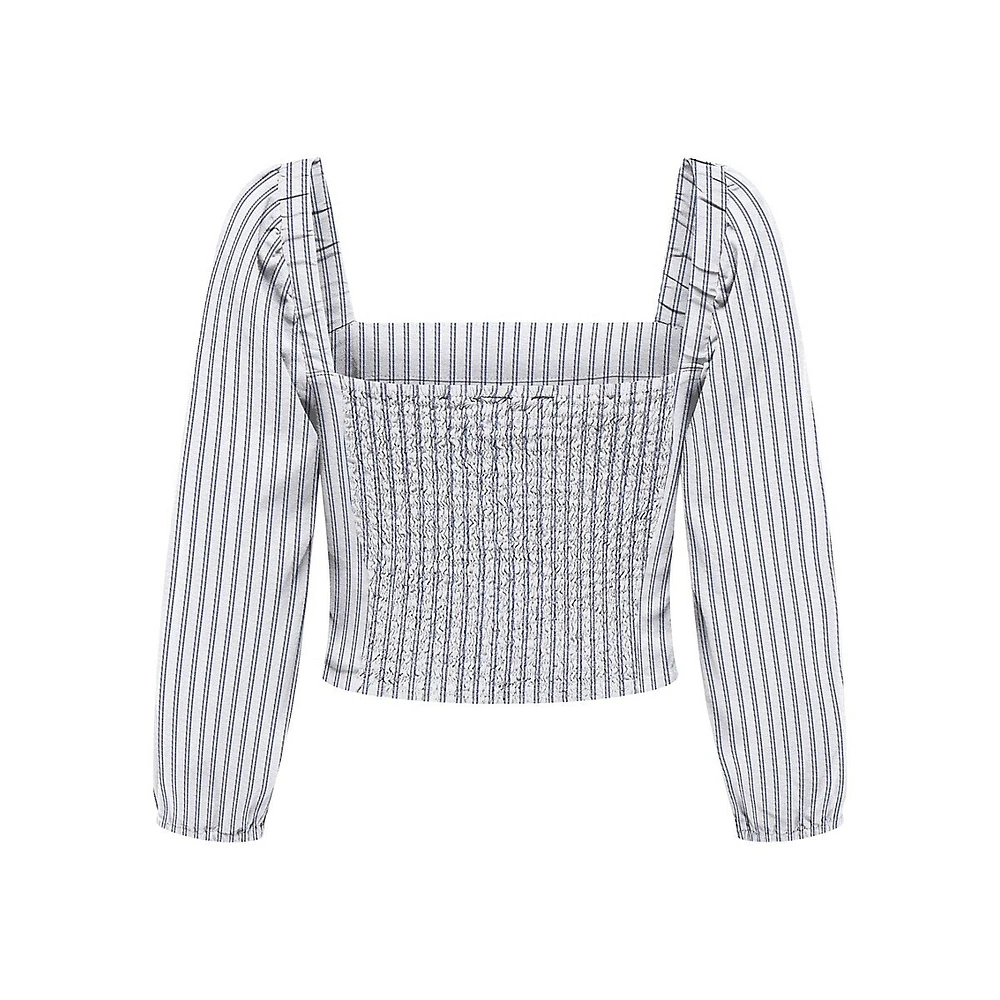 Caro Striped Linen-Blend Crop Top