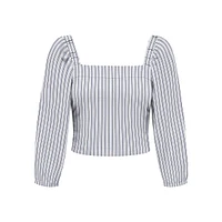 Caro Striped Linen-Blend Crop Top