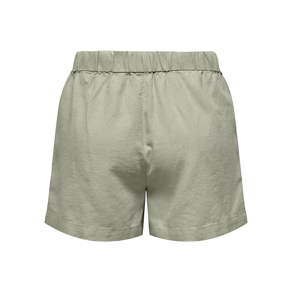 Linen-Blend Drawstring Shorts
