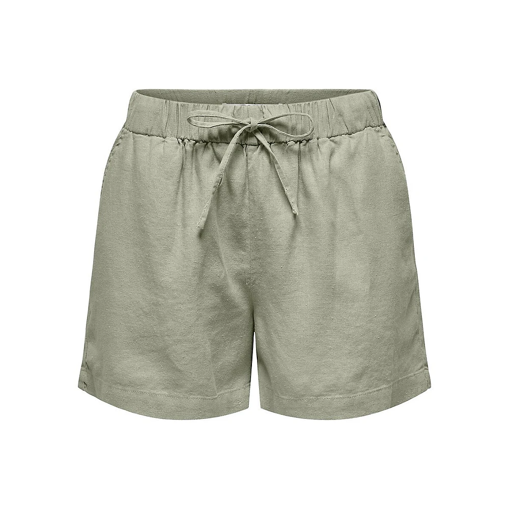 Linen-Blend Drawstring Shorts