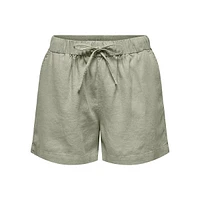 Linen-Blend Drawstring Shorts