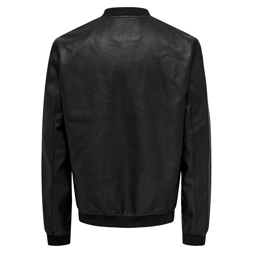 Asher Faux Leather Bomber Jacket