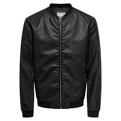 Asher Faux Leather Bomber Jacket