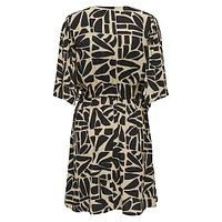 Drawstring Print Dress