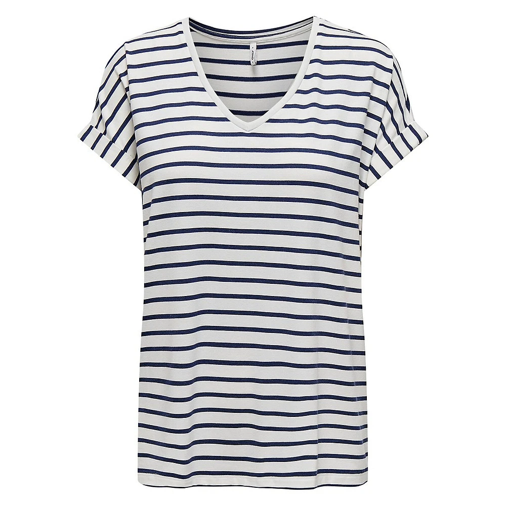 T-shirt rayé à col en V Moster