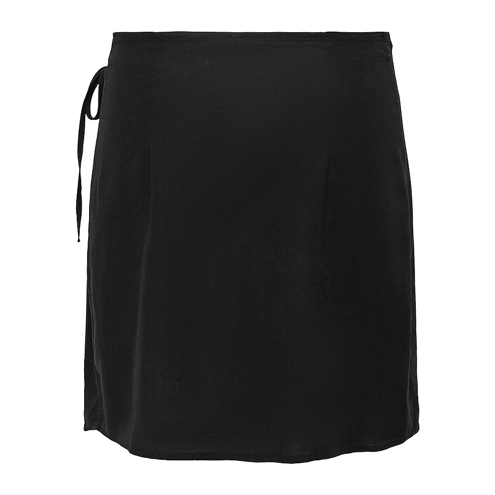 Dahlia Linen-Viscose Faux Wrap Mini Skirt