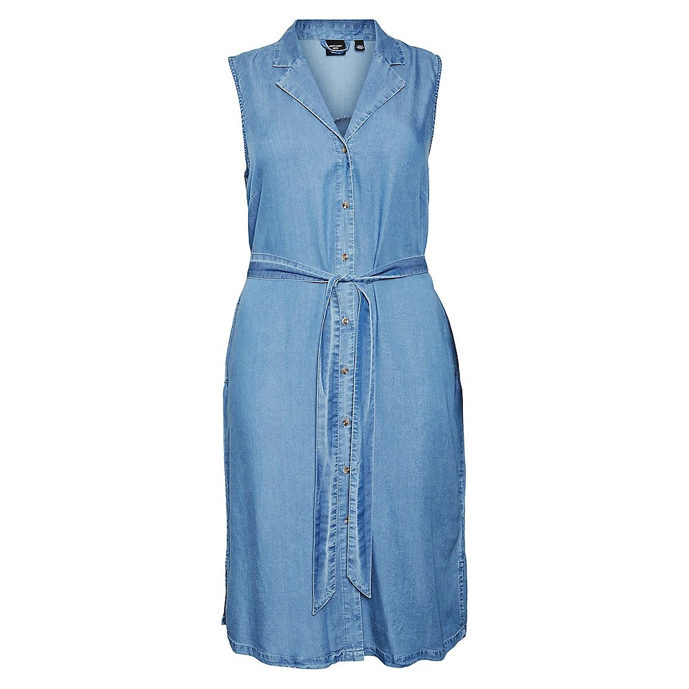 Plus Bree Sleeveless Denim Shirtdress