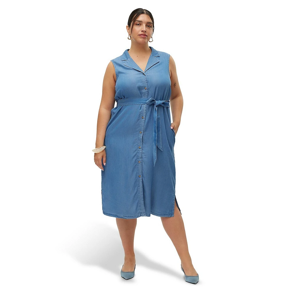 Plus Bree Sleeveless Denim Shirtdress