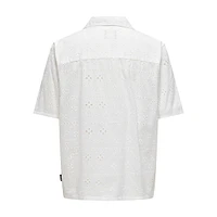 Aron Chiffly Eyelet Short-Sleeve Resort Shirt