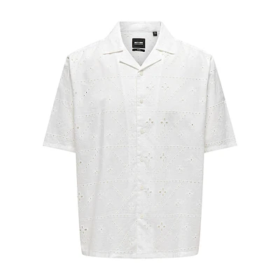 Aron Chiffly Eyelet Short-Sleeve Resort Shirt