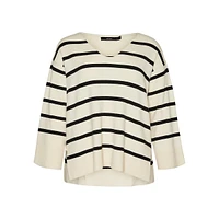 Plus Striped V-Neck Sweater