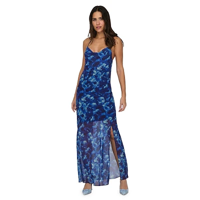 Zimmer Printed Mesh Strappy Maxi Dress