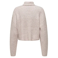 Melanie Boxy Rib-Knit Turtleneck Sweater