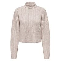 Melanie Boxy Rib-Knit Turtleneck Sweater