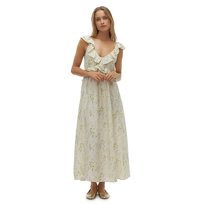 Josie Ruffled Floral Midi Dress