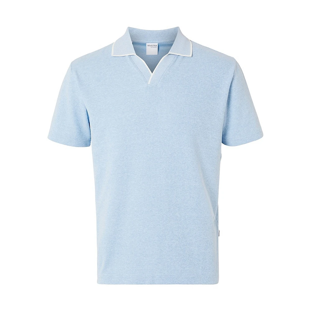 Hadley Waffle-Knit Johnny Collar Polo Shirt