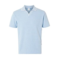 Hadley Waffle-Knit Johnny Collar Polo Shirt