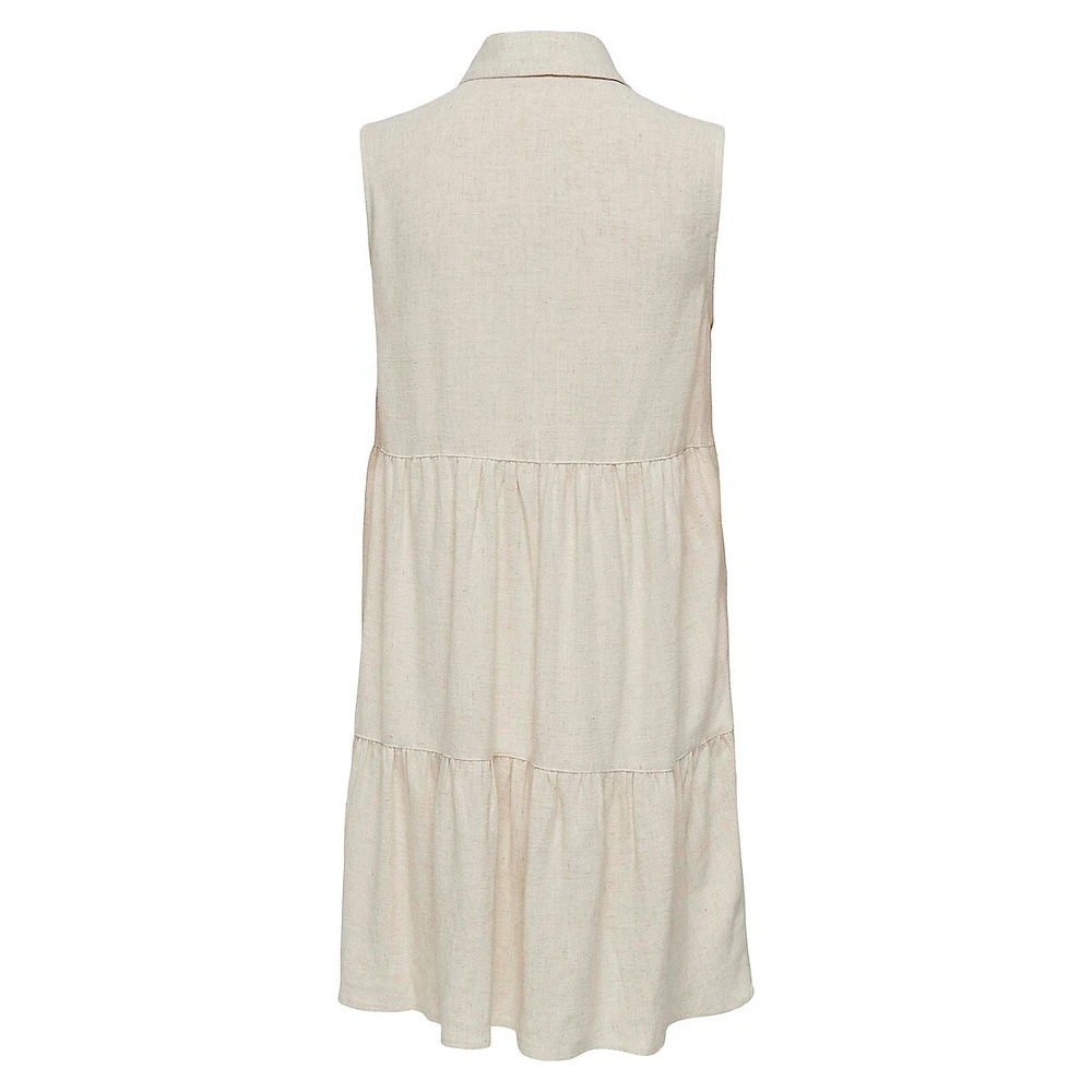 Sleeveless Tiered Shirt Dress