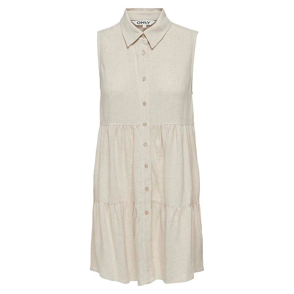 Sleeveless Tiered Shirtdress