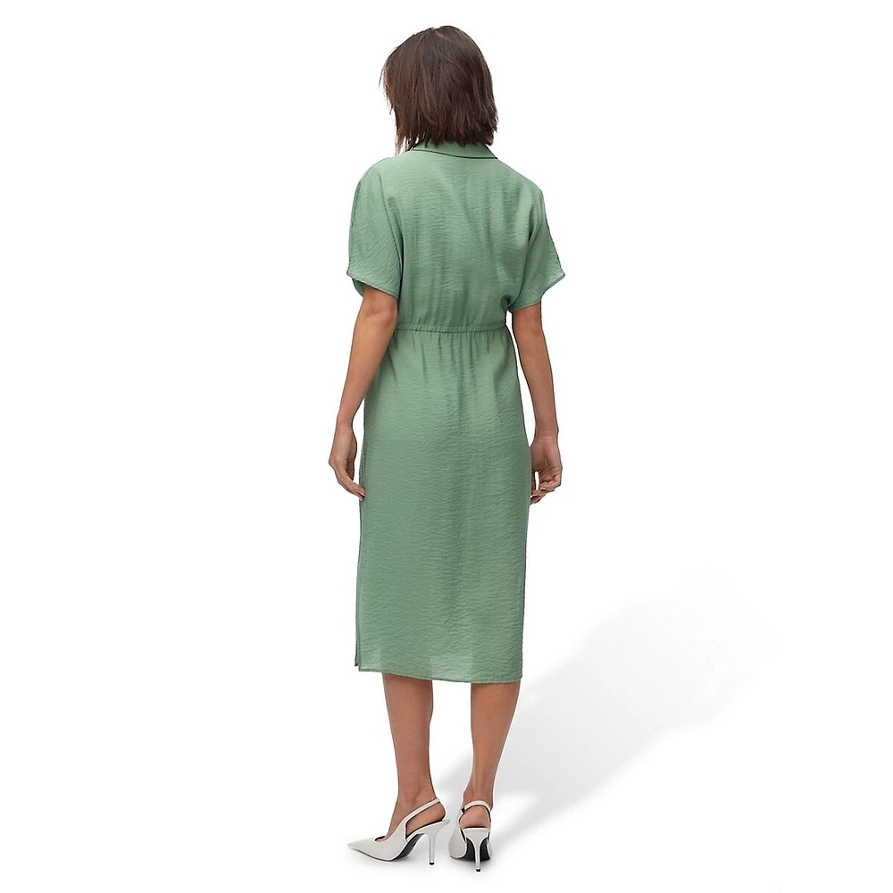 Robe chemise mi-longue à cordon de serrage Iris