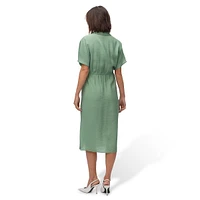 Robe chemise mi-longue à cordon de serrage Iris