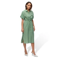 Robe chemise mi-longue à cordon de serrage Iris