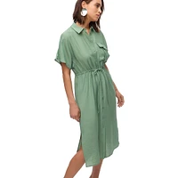 Robe chemise mi-longue à cordon de serrage Iris